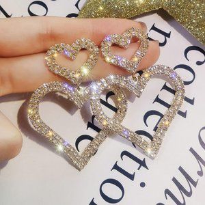 Heart Earrings For Women Wedding Prom Pageant Party Jewelry